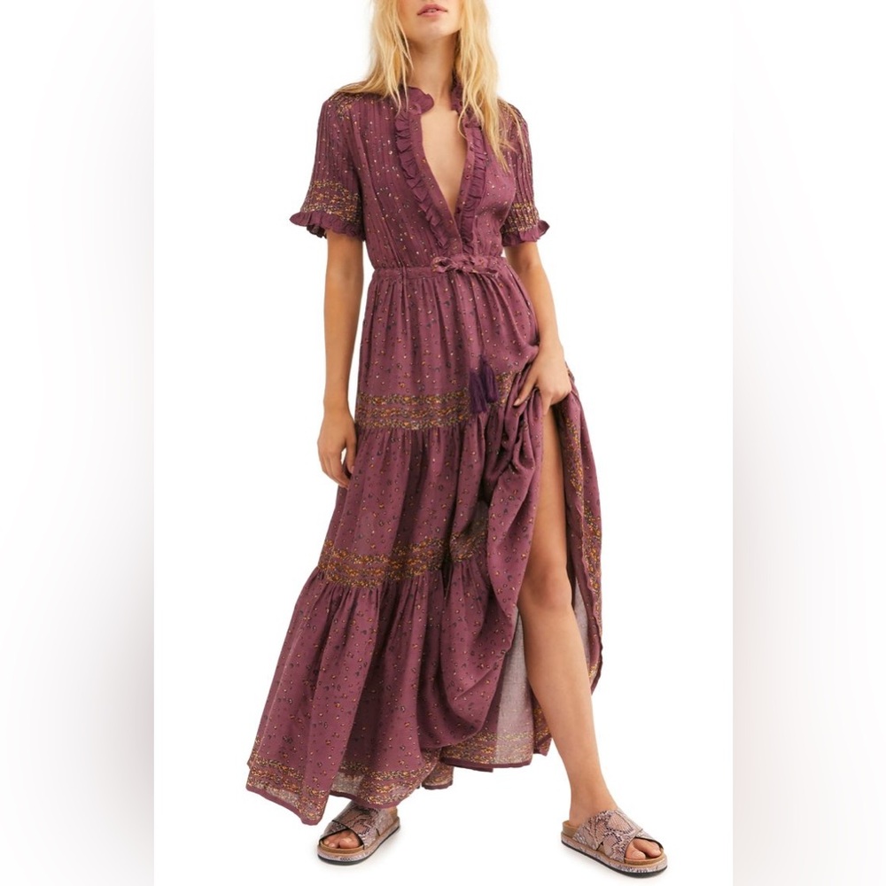 NWT Free People Rare Feelings Pleated Maxi Dress Size XS